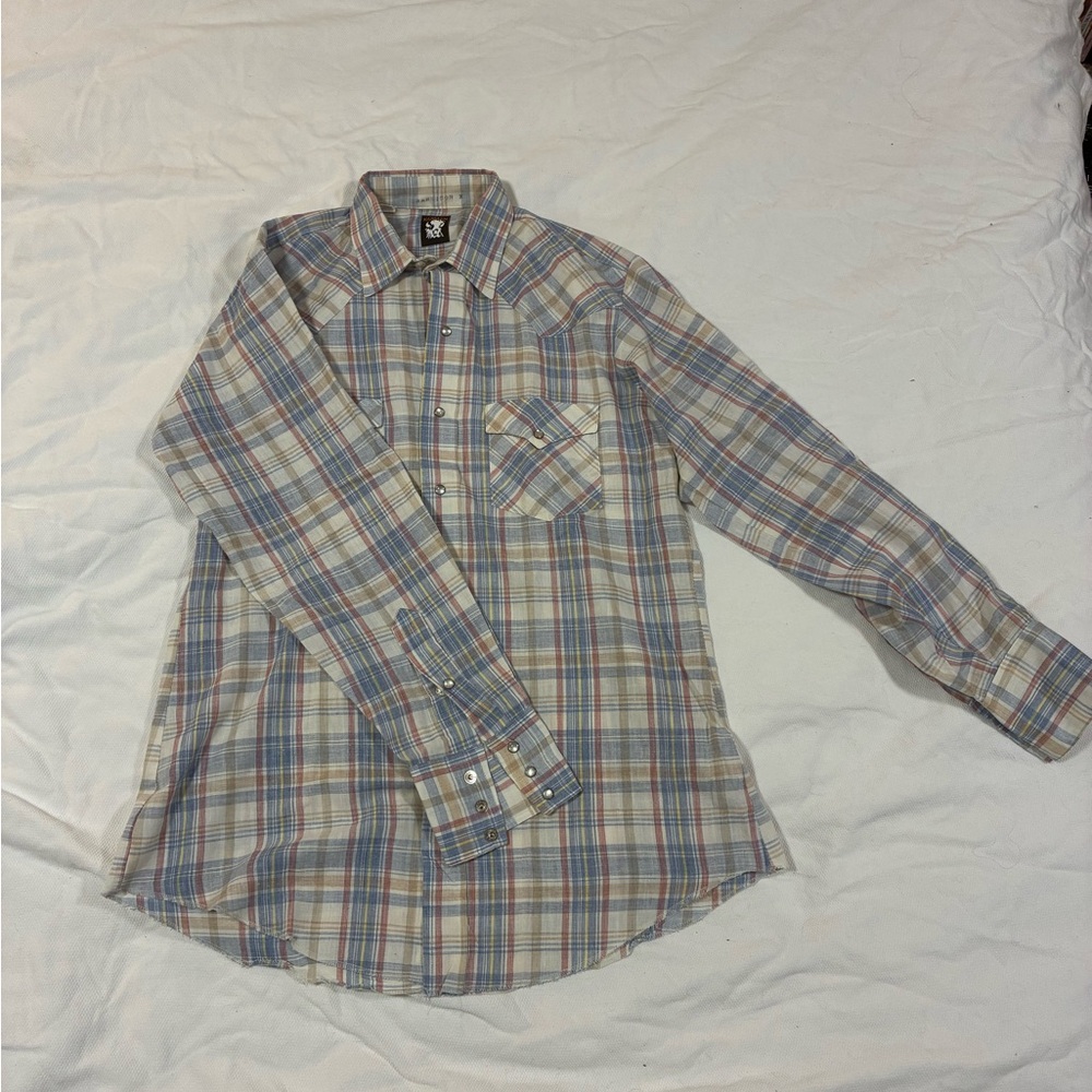 Vintage 60s/70s Karman Extra‎ Long Tail Western Pearl Snap Shirt